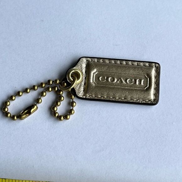 Coach leather gold Purse Tag Jewelry Keychain Bling - Picture 1 of 4